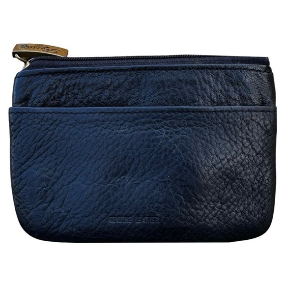 FOSSIL Vintage Black Leather Coin Purse 4.5”x 3” Small Wallet - Picture 2 of 6